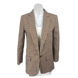 J.Crew Alfie Multicolor Italian Wool Checkered Plaid Blazer Coat Jacket Size 0